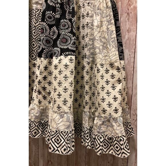 Women's CATALOG CLASSICS Black White Floral Patchwork BOHO Dress Size S/M - Picture 3 of 9